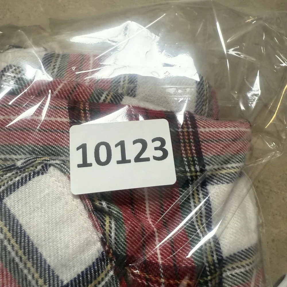 Pottery Barn Kids Pajama Set Size XL Plaid Adult Size Flannel Holiday 2‎ Piece